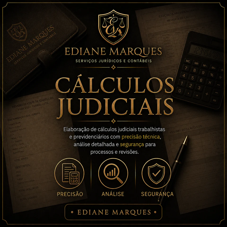 Cálculos Judiciais Trabalhistas e Previdenciários — Ediane Marques